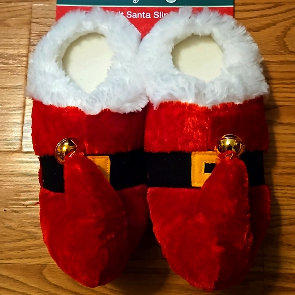 Merry Brite Adult Santa Slippers with Bells. Christmas New Size 7/8 - Picture 3 of 7